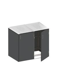 Binto cache poubelle 2 box HPL-ardoise couvercle à prix bas