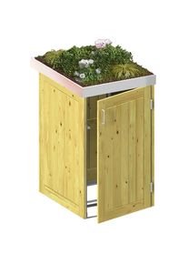 Binto cache poubelle pour 1 poubelle, bois de conifères avec pot de fleur à prix bas