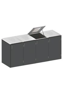 Binto cache poubelle 4 box HPL-ardoise couvercle à prix bas