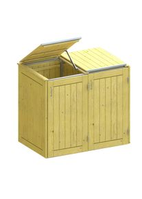 Binto cache poubelle pour 2 poubelles, bois de conifères à prix bas