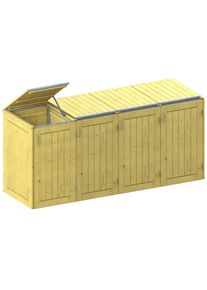 Binto cache poubelle pour 4 poubelles, bois de conifères à prix bas