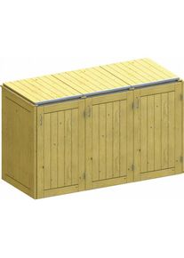 Binto cache poubelle pour 3 poubelles, bois de conifères à prix bas