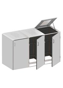 Binto cache poubelle 3 box HPL-gris couvercle à prix bas