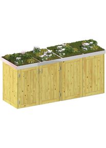 Binto cache poubelle pour 4 poubelles, bois de conifères avec pot de fleur à prix bas