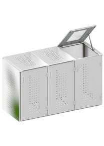 Binto cache poubelle 3 box acier inoxydable couvercle à prix bas