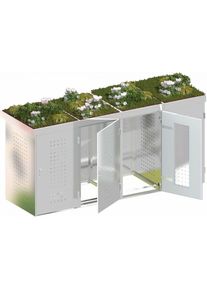 Binto cache poubelle pour 4 poubelles, acier inoxydable avec pot de fleur à prix bas