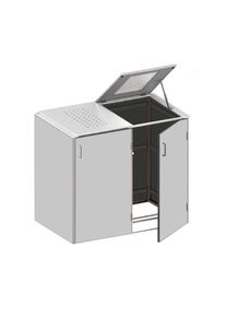 Binto cache poubelle 2 box HPL-gris couvercle à prix bas
