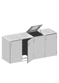 Binto cache poubelle 4 box HPL-gris couvercle à prix bas