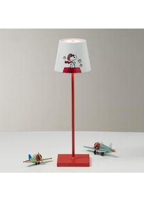 zafferano Poldina x Peanuts® Aviator Lampe de table Batterie LED avec variateur Ø 11 H : 38 cm, rouge/blanc LD0340FP1