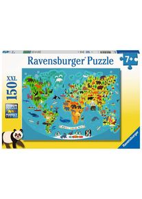 Ravensburger | 150 Piece Jigsaw Puzzles | Animal World Map | From age 7 + Childrens Puzzles