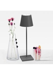 zafferano Poldina Pro USB Lampe de table LED avec variateur Ø 11 H : 38 cm, gris foncé LD0340N3
