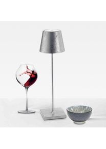 zafferano Poldina Pro USB Lampe de table LED avec variateur Ø 11 H : 38 cm, argent mat LD0340BFA
