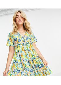 Wednesday's Girl mini smock dress with tiered skirt in summer floral-White