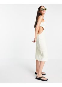 Fashion Union midi vest dress with hip cut out in heavy rib-White