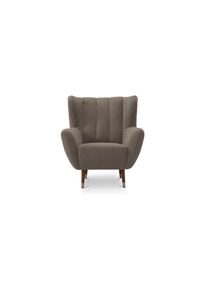 exxpo - Sofa Fashion Sessel grau, Größe B/H/T: 88 cm x 105 cm x 92 cm Samtvelours Samtvelours, Ohrensessel mit hohen Holzfüßen