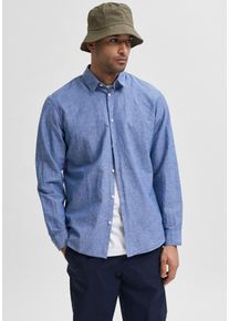 Selected Homme Leinenhemd »New-Linen Shirt« blau, Größe XL (54) - N-Gr, Leinenhemd im schicken Outfit