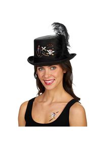 maskworld Cappello a cilindro da donna con decorazione da pirata