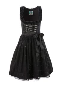 Turi Landhaus Dirndl, (2 Tlg.) Midi Mit Stickerei Und Kettenschnürung schwarz, Größe 36 - N-Gr, elegantes Dirndl