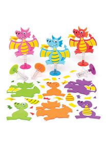 Dragon Pop-up Kits (Pack of 6) Chinese New Year Crafts, 6 Assorted Colours, No Glue Required, Design Your Own