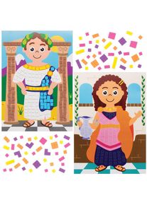 Roman Mosaic Picture Kits (Pack of 4) Craft Kits For Kids, 9 Assorted Colours, 4 Designs, 15cm x 21cm