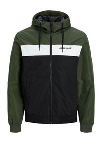Jack & Jones JACK & JONES Heren Tussenjas 'Rush' donkergroen / zwart / wit S