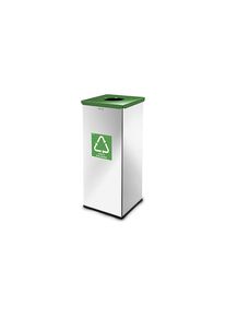 Wertstoffsammler, eckig, Volumen 60 l, Edelstahl, Deckel grün
