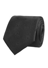 Seidenfalter Krawatte mit dezenter Musterung, extralang, Schwarz, One Size