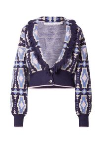 Warehouse Dames Gebreid vest 'Aztec' navy / lichtblauw / wit S