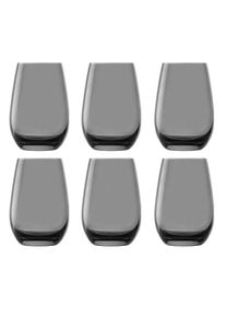 ich-zapfe Verres à eau, Verres à boire, Verres à jus - Colorés, Elements, Lot de 6, Gris fumé, 465ml