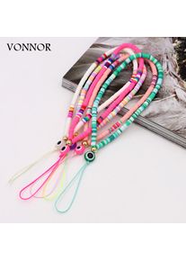 2022 Trendy Mobile Strap Phone Charm Clay Beads Phone Chain Evil Eye Jewelry for Women Girls Anti-Lost Lanyard Accessories Gifts