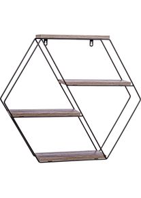 stilista Fali hatszögletű polc 51 x 58 x 11 cm sötét fa