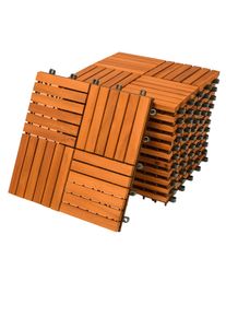 Casaria® Set 11x Piastrelle legno acacia Quatro Mosaik 30x30cm