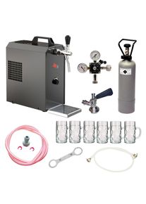 ich-zapfe Komplett Set - Zapfanlage, Bierzapfanlage JET 30 Bierkoffer, Durchlaufkühler 1-leitig Trockenkühler, bis zu 35 Liter/h, inkl. Biergläser ISAR 0,3 