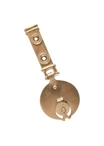 Decorative end clip for Roman belts, brass.