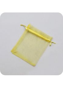 1 Pack - Organza bags with satin ribbon-drawstring gold | 100 x 120 mm