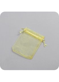 1 Pack - Organza bags with satin ribbon-drawstring gold | 75 x 100 mm