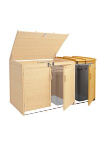 XL 1er-/2er-Mülltonnenverkleidung Erweiterung HWC-H75, Mülltonnenbox, 120x68x104cm Holz MVG-zertifiziert ~ braun