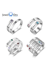JewelOra Personalized Mothers Rings Custom Name Birthstone Wrap Rings for Women Engraved Jewelry Anniversary Gifts for Mom