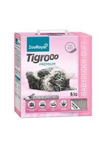 ZooRoyal Tigrooo mit Babypuderduft Katzenstreu stark geruchsbindend 6kg