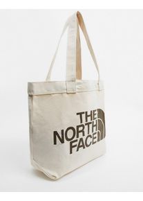 The North Face Logo tote bag in cream-White