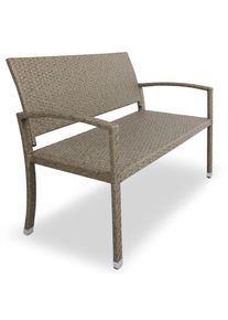 Casaria® Panchina da giardino beige polyrattan 122x55x90cm