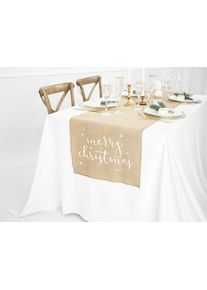partydeco Merry Christmas jute table runner 2.5mx 50cm