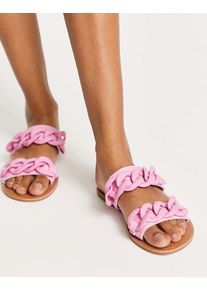 South Beach chain trim double band sandals in pink
