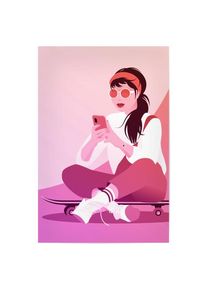 Poster "Skaterin mit Smartphone im Sommer" artboxONE Plakater - 18x13 cm