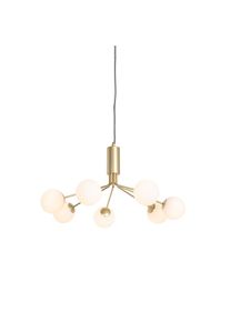 Qazqa Moderne hanglamp goud met opaal glas 7-lichts - Coby