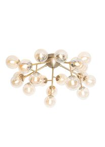 Qazqa Moderne plafondlamp brons met amber glas 20-lichts - Bianca