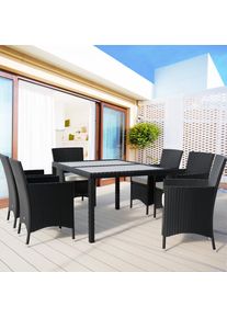Casaria® Salotto da giardino Bali con sedie impilabili 13 pezzi nero polyrattan