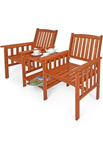 Casaria® Panchina da giardino con tavolino annesso legno acacia 164x63x91cm