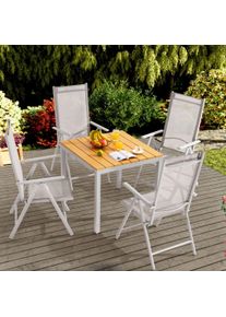 Casaria® Set Sedie con Tavolo WPC da giardino Bern pieghevole 5 pezzi crema alluminio