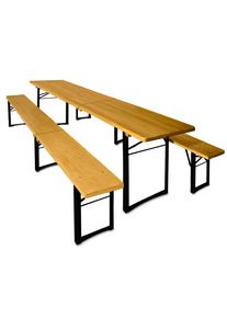 Casaria® Tavolo birreria e panche 3 pezzi legno 220cm pieghevole